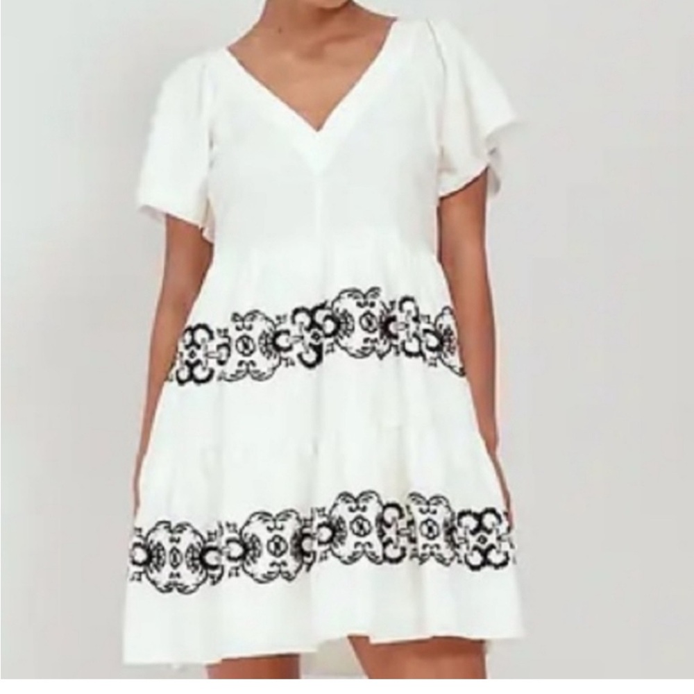 Old Navy Embroidered Flutter-Sleeve Mini Swing Dress - Size M